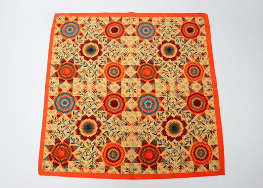 Vegan silk square bandana with psychedelic and floral designs