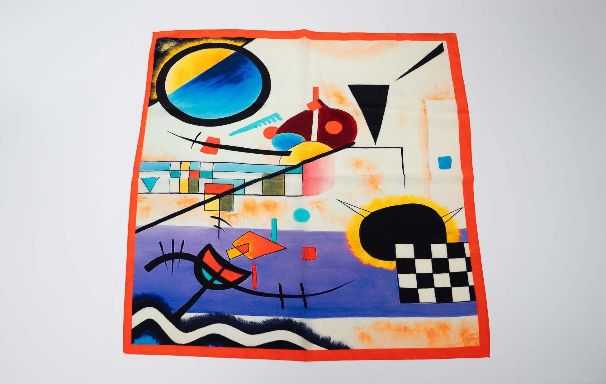 vegan silk square bandana with an abstract design