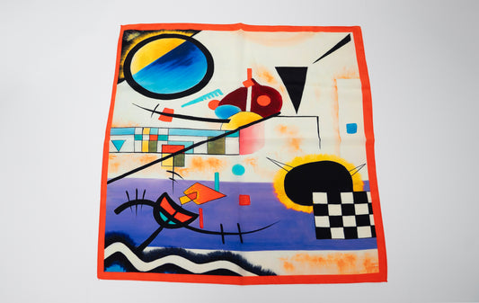 vegan silk square bandana with an abstract design
