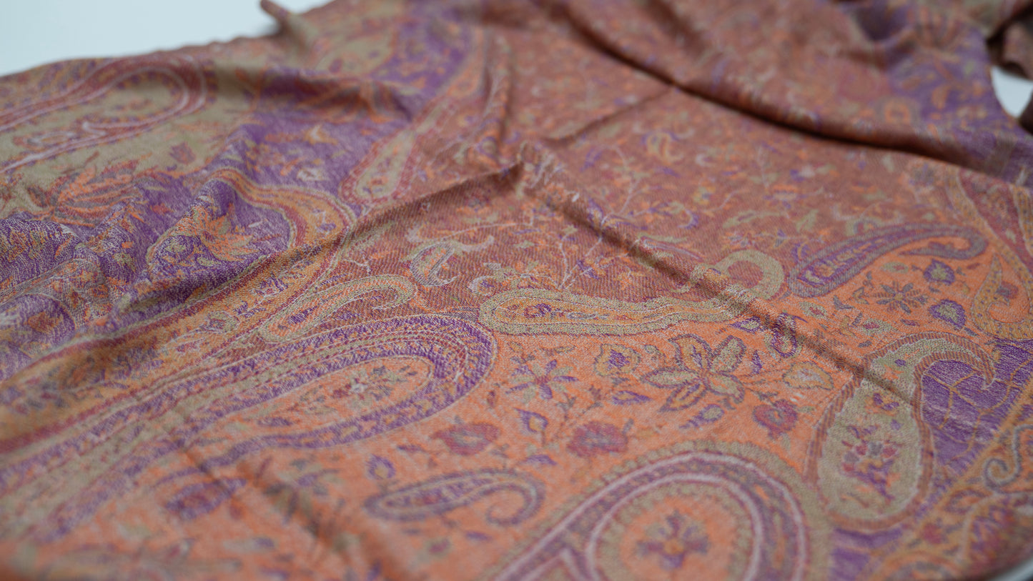 turkish cashmere shawl golden hour, close-up