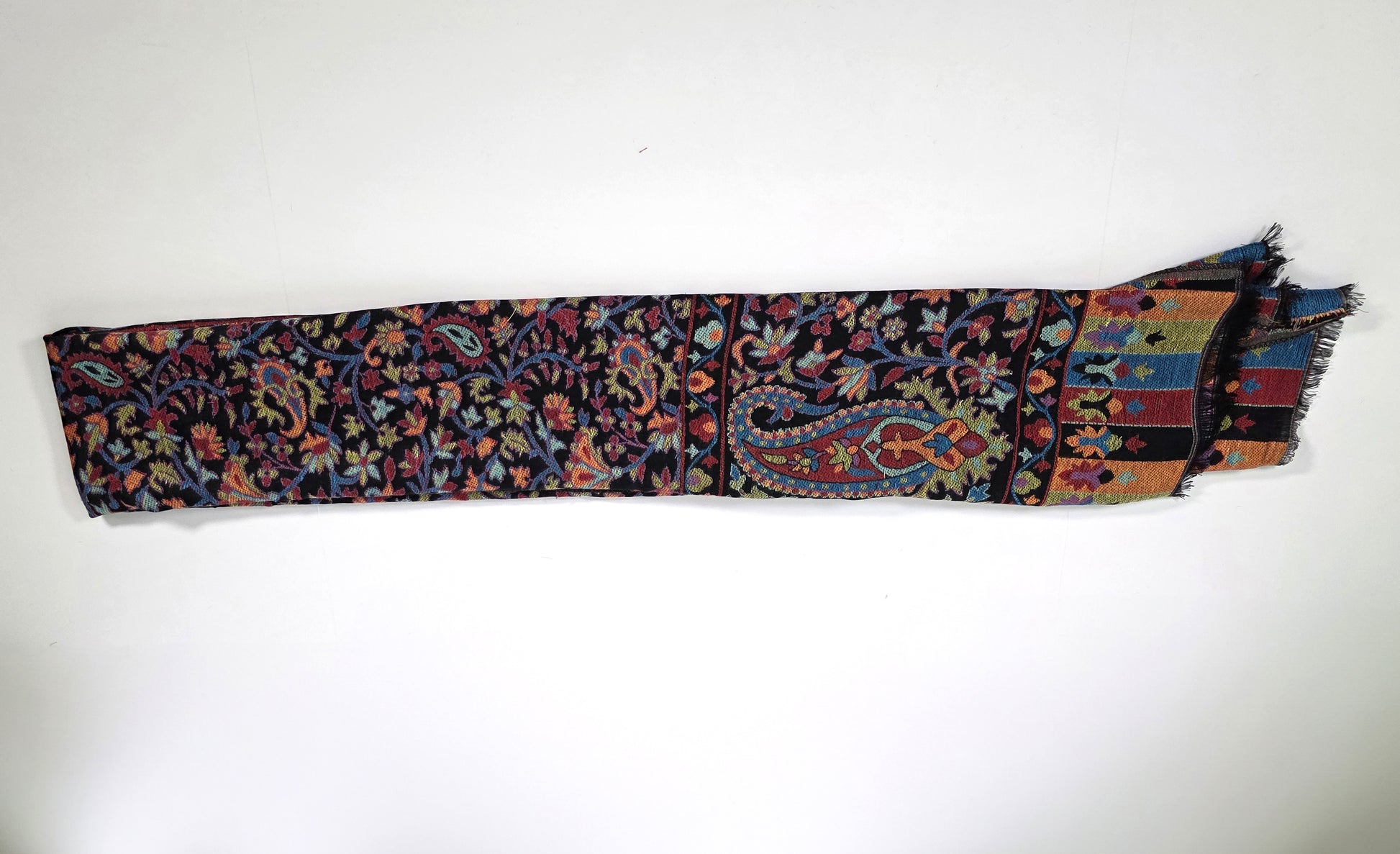 colourful cotton wool shawl with turkish designs, long